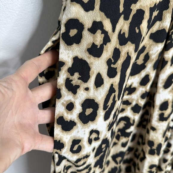 Lane Bryant Midi Dress Leopard Print Button Front Size 20 V-Neck - Picture 2 of 10